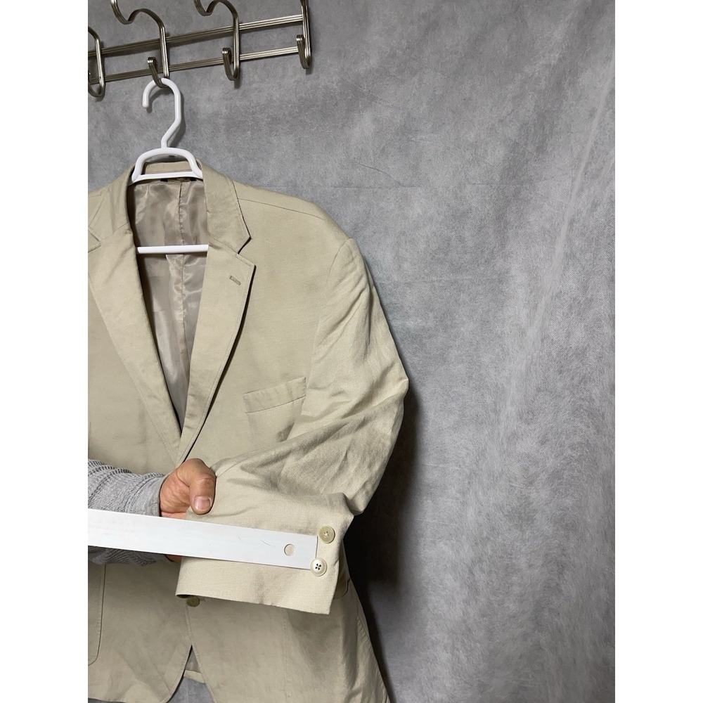 Oak Hill Blazer Men's 2XL Beige Linen Blend 2B Flannel Academia DXL 50-52R Luxe - Picture 4 of 11